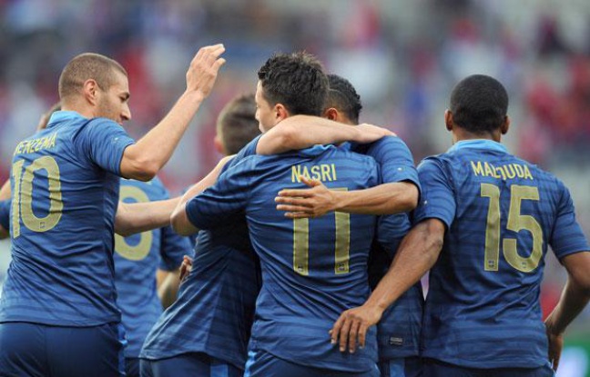 Les Français Benzema, Nasri et Malouda, le 31 mai 2012 contre la Serbie, à Reims. Les Français Benzema, Nasri et Malouda, le 31 mai 2012 contre la Serbie, à Reims.