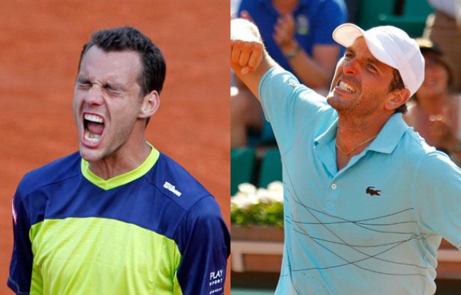 Les joueurs français, Paul-Henri Mathieu (à g.) et Julien Benneteau, lors de Roland-Garros, le 31 mai 2012. Les joueurs français, Paul-Henri Mathieu (à g.) et Julien Benneteau, lors de Roland-Garros, le 31 mai 2012.