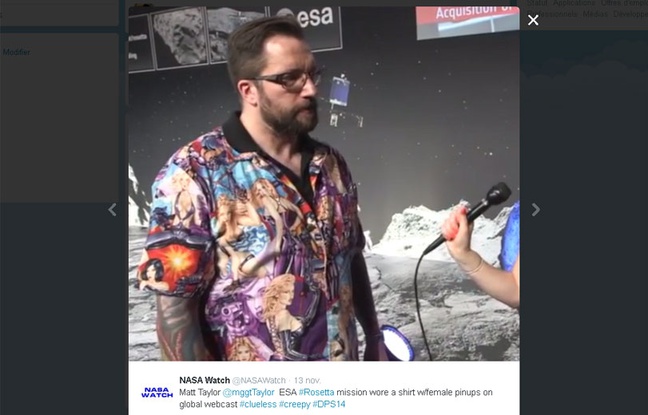 Matt Taylor, scientifique de l'ESA, et sa chemise farfelue Matt Taylor, scientifique de l'ESA, et sa chemise farfelue