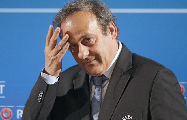 The pr & # XE9, president of UEFA, Michel Platini during a conf XE9 & #; Press Conference on 22 & f # XE9; February 2014 & # xE0;. Nice