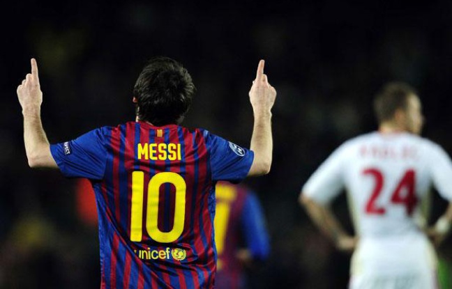 Lionel Messi, auteur d'un quintuplé face à Leverkusen, le 7 mars 2012 Lionel Messi, auteur d'un quintuplé face à Leverkusen, le 7 mars 2012