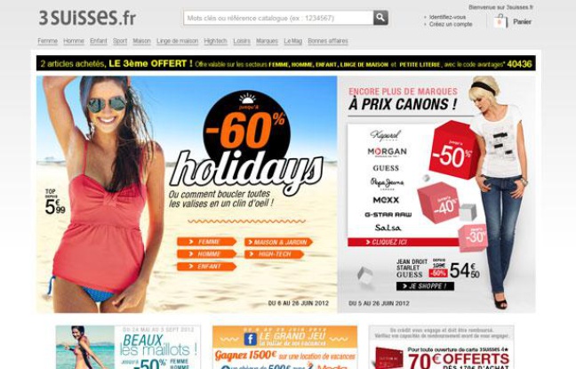 Capture d'écran du site Internet des 3 Suisses, le 12 juin 2012. Capture d'écran du site Internet des 3 Suisses, le 12 juin 2012.
