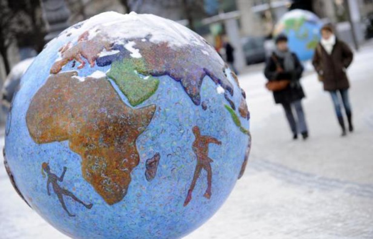 Un globe-terrestre exposé lors de la conférence sur le climat de Copenhague, le 19 décembre 2009