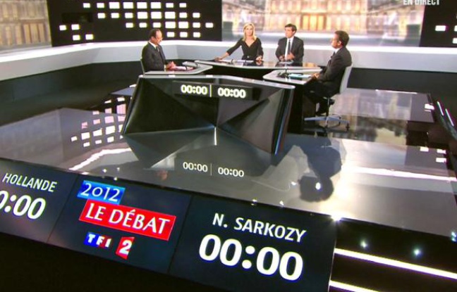 François Hollande et Nicolas Sarkozy lors du débat télévisé le 2 mai 2012 François Hollande et Nicolas Sarkozy lors du débat télévisé le 2 mai 2012