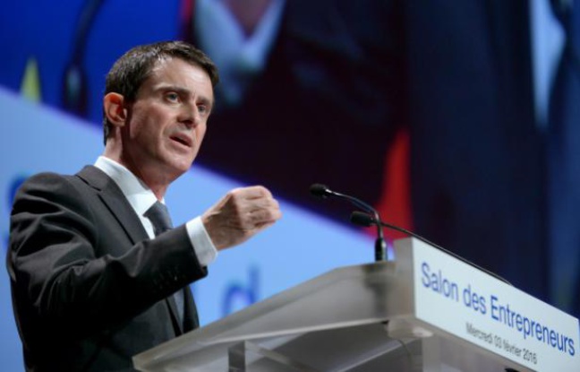 Le Premier ministre français Manuel Valls fait un discours au salon des entrepreneurs à paris, le 3 février 2016 Le Premier ministre français Manuel Valls fait un discours au salon des entrepreneurs à paris, le 3 février 2016