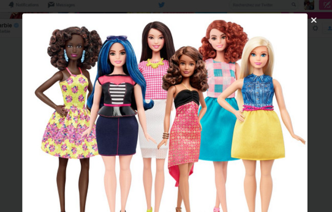 Capture d'écran du tweet annonçant la nouvelle ligne de poupées Barbie. Capture d'écran du tweet annonçant la nouvelle ligne de poupées Barbie.