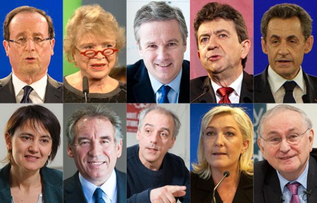 Les dix candidats pour l'élection présidentielle 2012. Les dix candidats pour l'élection présidentielle 2012.