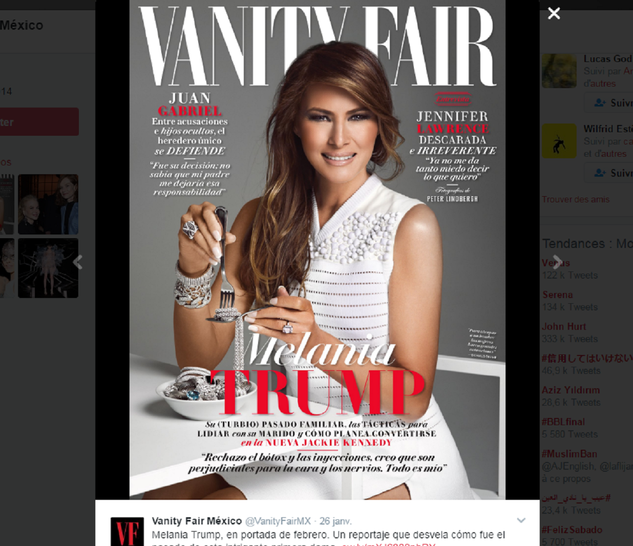 Une Vanité melania pose en une de vanity fair et lance une Une Vanité melania pose en une de vanity fair et lance une