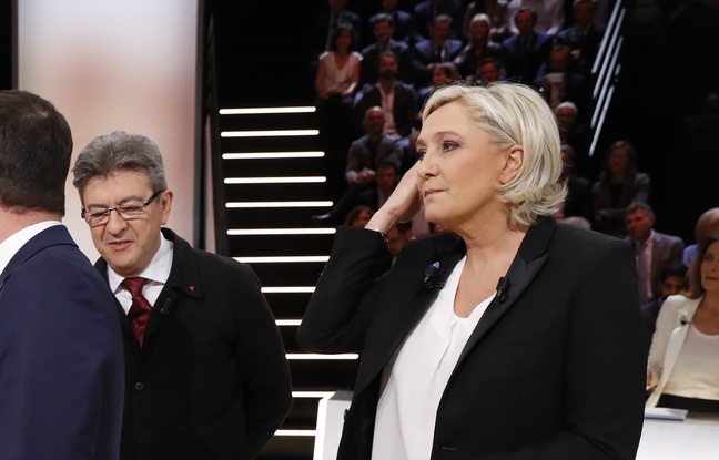 Jean-Luc Mélenchon et Marine Le Pen avant le débat télévisé à cinq du 20 mars 2017. Jean-Luc Mélenchon et Marine Le Pen avant le débat télévisé à cinq du 20 mars 2017.