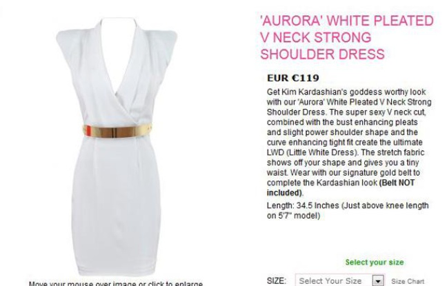 Capture d'écran du site celebboutique.com, qui a créé la polémique en profitant de la tuerie d'Aurora pour faire la publicité de cette robe. Capture d'écran du site celebboutique.com, qui a créé la polémique en profitant de la tuerie d'Aurora pour faire la publicité de cette robe.