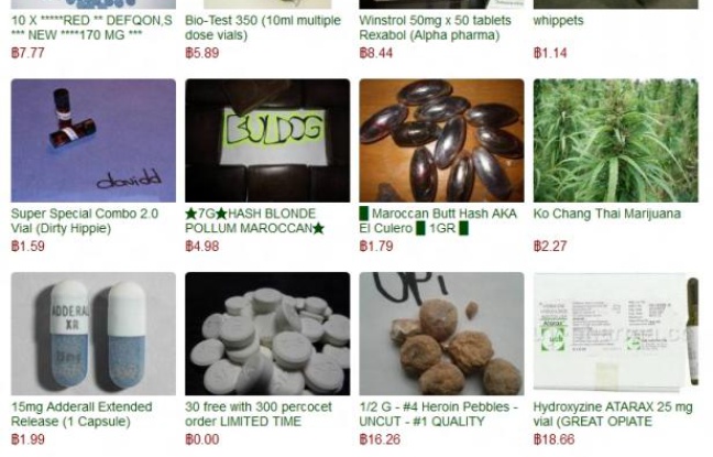 Diverses drogues illégales vendues sur le site Silk Road. Diverses drogues illégales vendues sur le site Silk Road.