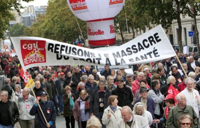 Manifestation de retraités pour le maintien de leur pouvoir d'achat, le 16 octobre 2009 à Paris Manifestation de retraités pour le maintien de leur pouvoir d'achat, le 16 octobre 2009 à Paris