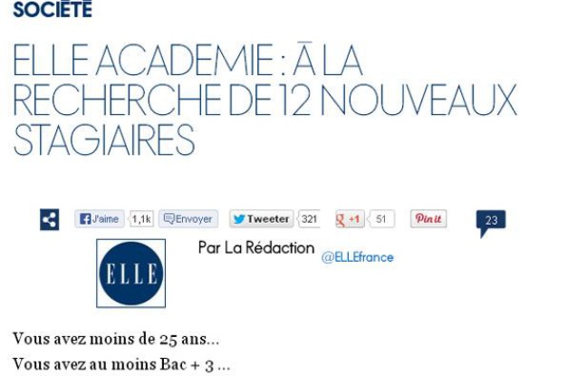 Capture d'écran du site de «Elle» annonçant le lancement de «Elle académie» Capture d'écran du site de «Elle» annonçant le lancement de «Elle académie»