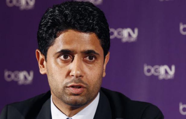 Nasser Al-Khelaifi, lors de la présentation de la chaîne beIN Sport, le 24 mai 2012 à Paris. Nasser Al-Khelaifi, lors de la présentation de la chaîne beIN Sport, le 24 mai 2012 à Paris.