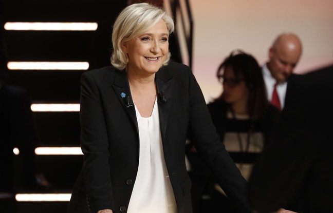 Marine Le Pen, lors du 1er débat de la présidentielle, mardi 21 mars. Marine Le Pen, lors du 1er débat de la présidentielle, mardi 21 mars.