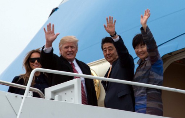 Trump et Abe vantent les liens USA-Japon et leur bonne entente personnelle dans actualitas fr 648x415_melania-trump-donald-trump-premier-ministre-japonais-shinzo-abe-epouse-akie-abe-embarquent-air-force-one-base-andrews-maryland-vers-floride-10-fevrier