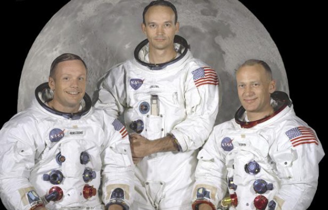 L'équipage d'Apollo 11 en mai 1969: Neil Armstrong (à gauche), Michael Collins (au centre) et Edwin «Buzz» Aldrin (à droite). L'équipage d'Apollo 11 en mai 1969: Neil Armstrong (à gauche), Michael Collins (au centre) et Edwin «Buzz» Aldrin (à droite).
