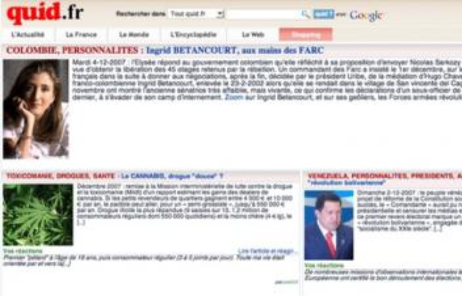 La page d'accueil du site quid.fr La page d'accueil du site quid.fr