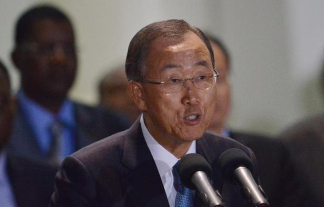 Le secrétaire général des Nations Unies Ban Ki-moon lors d'une conférence de presse à Nairobi le 29 octobre 2014