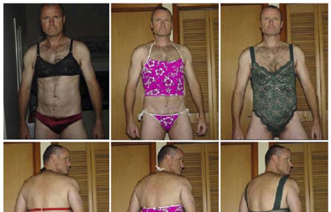 Russell Williams, colonel de l'armée canadienne reconnu coupable en octobre 2010 de meurtres à caractère sexuel, pose dans les sous-vêtements qu'il a volés.
Russell Williams, colonel de l'armée canadienne reconnu coupable en octobre 2010 de meurtres à caractère sexuel, pose dans les sous-vêtements qu'il a volés.