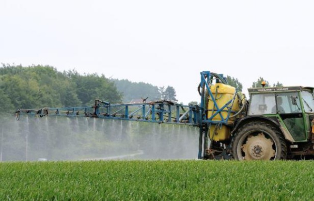 Un agriculteur répand des pesticides sur un champ (illustration) Un agriculteur répand des pesticides sur un champ (illustration)