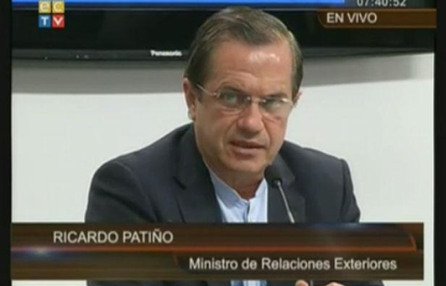 Ricardo Patiño, ministre équatorien des Affaires étrangères, le 16 août 2012 à Quito. Ricardo Patiño, ministre équatorien des Affaires étrangères, le 16 août 2012 à Quito.