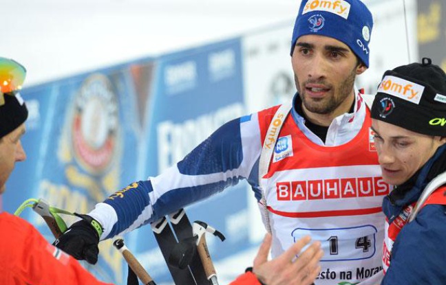 Martin Fourcade à l'arrivée du relais des Mondiaux de Nove Mesto le samedi 16 février 2013. Martin Fourcade à l'arrivée du relais des Mondiaux de Nove Mesto le samedi 16 février 2013.