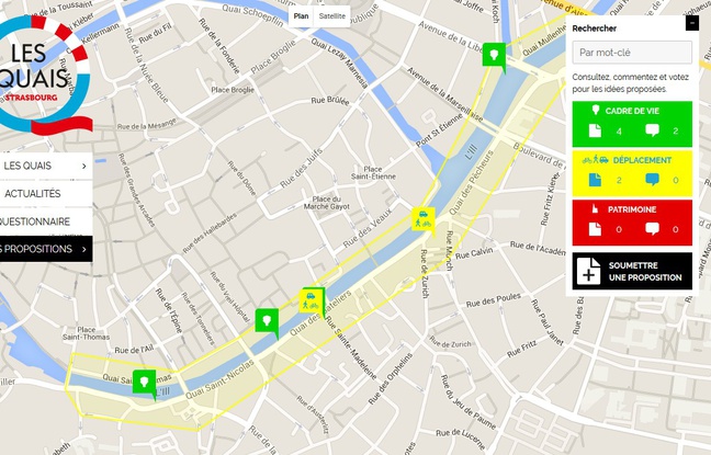 La carte interactive concernant les aménagements des quais. La carte interactive concernant les aménagements des quais.