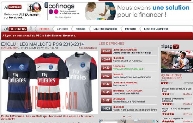 Le site allpaname.com a dévoilé les maillots 2013-2014 du PSG. Le site allpaname.com a dévoilé les maillots 2013-2014 du PSG.