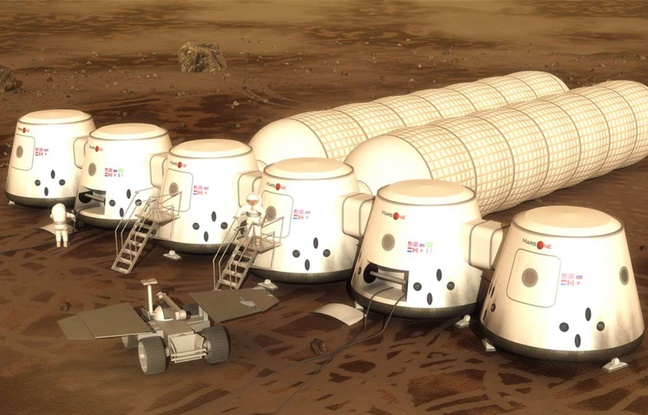 Vue d'artiste du projet de colonie de Mars One. Vue d'artiste du projet de colonie de Mars One.