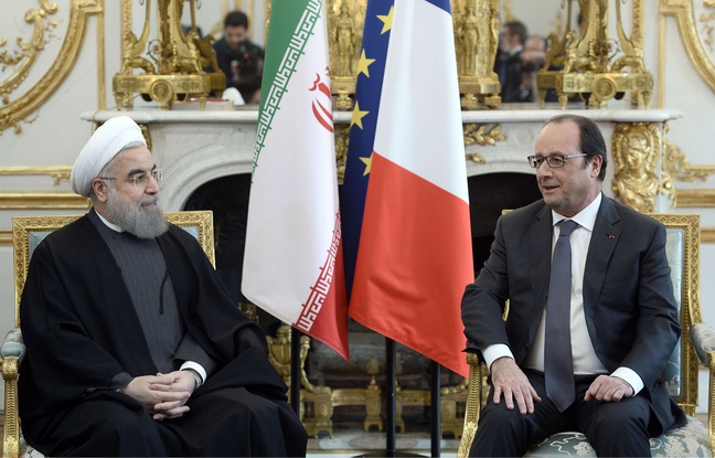 Hassan Rohani et François Hollande à l'Elysée, le 28 janvier 2016. Hassan Rohani et François Hollande à l'Elysée, le 28 janvier 2016.