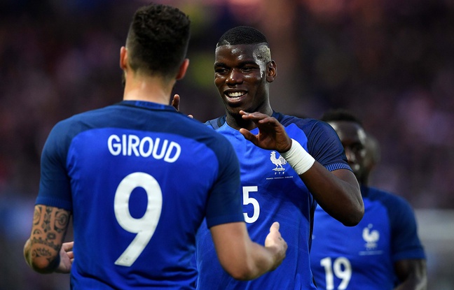Olivier Giroud et Paul Pogba, le samedi 30 mai face au Cameroun. Olivier Giroud et Paul Pogba, le samedi 30 mai face au Cameroun.