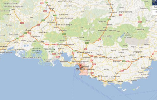 Google map de Marseille réalisée le 22 novembre 2012. Google map de Marseille réalisée le 22 novembre 2012.
