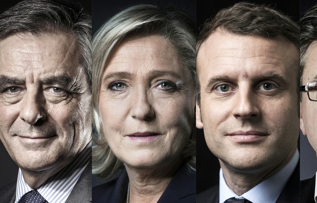 François Fillon, Marine Le Pen, Emmanuel Macron et Jean-Luc Mélenchon. François Fillon, Marine Le Pen, Emmanuel Macron et Jean-Luc Mélenchon.