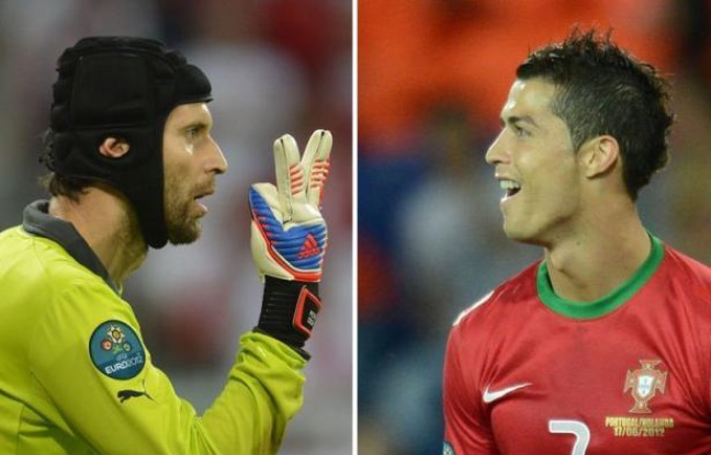 Deux des grandes stars de la saison, le gardien de la République Tchèque Petr Cech et le buteur réveillé du Portugal Cristiano Ronaldo, deux bourreaux d'entraînement, s'affrontent en quart de finale de l'Euro-2012, jeudi à Varsovie. Deux des grandes stars de la saison, le gardien de la République Tchèque Petr Cech et le buteur réveillé du Portugal Cristiano Ronaldo, deux bourreaux d'entraînement, s'affrontent en quart de finale de l'Euro-2012, jeudi à Varsovie.