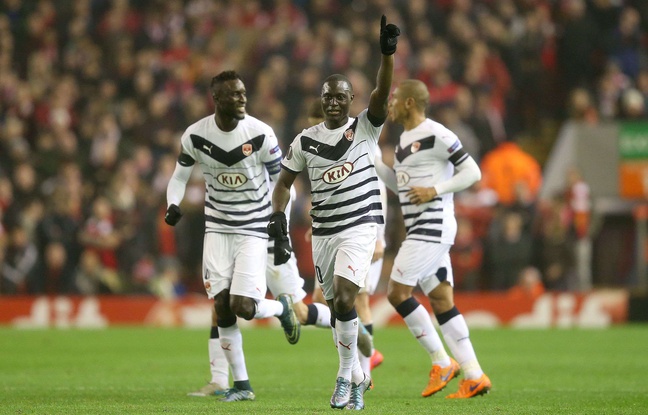 Les Girondins de Bordeaux lors de leur dernier match de Ligue Europa joué à Liverpool, le 26 novembre 2015. Les Girondins de Bordeaux lors de leur dernier match de Ligue Europa joué à Liverpool, le 26 novembre 2015.