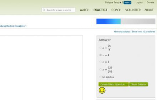 Un exercice de maths de la Khan Academy. Un exercice de maths de la Khan Academy.