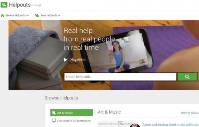 Capture d'écran du service Helpouts de Google. Capture d'écran du service Helpouts de Google.