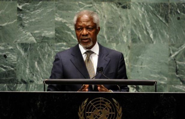 Joint Special Envoy for Syria, Kofi Annan addresses the 66th session of the General Assembly on the situation in the Syrian Arab Republic at the United Nations June 7, 2012 in New York. AFP PHOTO TIMOTHY A. CLARY Joint Special Envoy for Syria, Kofi Annan addresses the 66th session of the General Assembly on the situation in the Syrian Arab Republic at the United Nations June 7, 2012 in New York. AFP PHOTO TIMOTHY A. CLARY