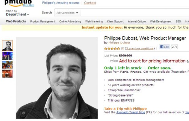 Le CV de Philippe Dubost en forme de page Amazon. Le CV de Philippe Dubost en forme de page Amazon.