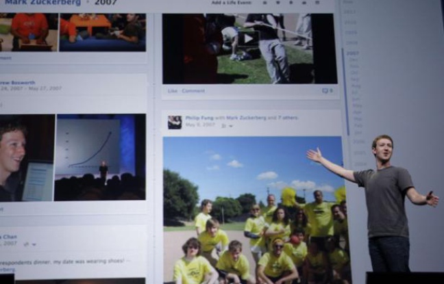 Mark Zuckerberg, le patron de Facebook, présente sa Timeline à San Francisco, en septembre 2011. Mark Zuckerberg, le patron de Facebook, présente sa Timeline à San Francisco, en septembre 2011.
