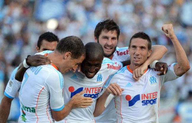 Les Marseillais Cheyrou, Fanni, Gignac et Amalfitano contre Sochaux, le 19 août 2012, à au stade Vélodrome. Les Marseillais Cheyrou, Fanni, Gignac et Amalfitano contre Sochaux, le 19 août 2012, à au stade Vélodrome.