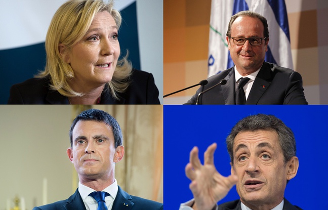 Montage de Marine Le Pen, François Hollande, Manuel Valls et Nicolas Sarkozy. Montage de Marine Le Pen, François Hollande, Manuel Valls et Nicolas Sarkozy.