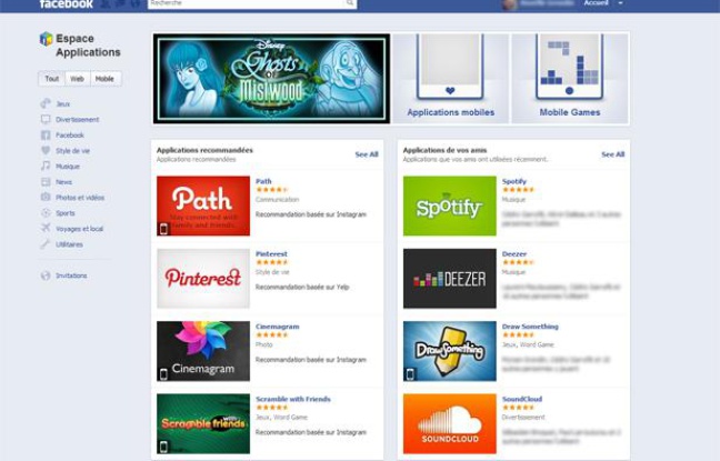 L'App Center de Facebook. L'App Center de Facebook.