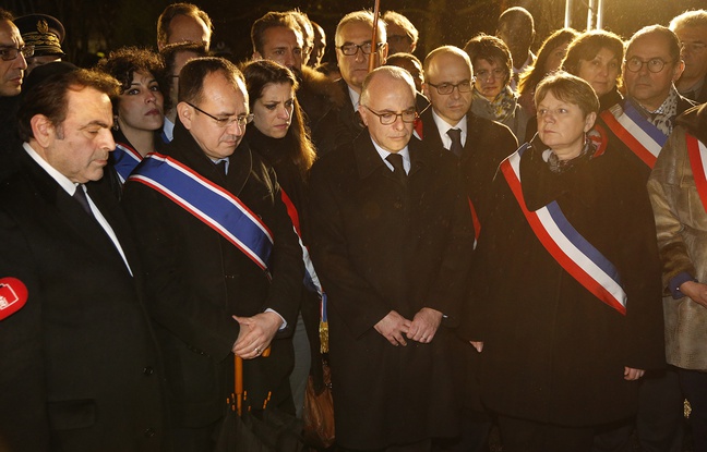 Bernard Cazeneuve entouré du président du Consistoire central israélite de France Joël Mergui et de la maire de Bagneux Marie-Hélène Amiable rend hommage à Ilan Halimi, le 13 février 2016. Bernard Cazeneuve entouré du président du Consistoire central israélite de France Joël Mergui et de la maire de Bagneux Marie-Hélène Amiable rend hommage à Ilan Halimi, le 13 février 2016.