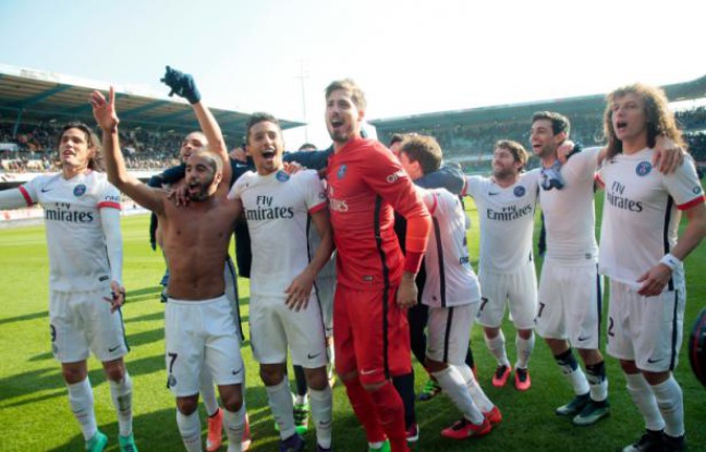 Les Parisiens sacrés champions de France à Troyes, le 13 mars 2016 Les Parisiens sacrés champions de France à Troyes, le 13 mars 2016