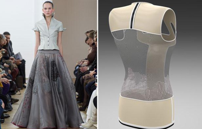Défilé haute couture Julien Fournié le 21 janvier 2014 et mannequin en 3D développé par le couturier et le FashionLab. Défilé haute couture Julien Fournié le 21 janvier 2014 et mannequin en 3D développé par le couturier et le FashionLab.