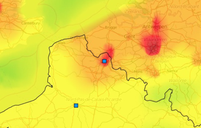 Nappe de pollution aux particules dans le Nord de la France Nappe de pollution aux particules dans le Nord de la France