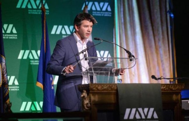 Le PDG et cofondateur d'Uber, Travis Kalanick, lors d'un discours à New York le 13 novembre 2014 Le PDG et cofondateur d'Uber, Travis Kalanick, lors d'un discours à New York le 13 novembre 2014