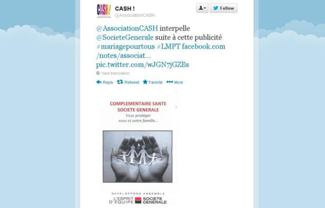 La Société Générale va supprimer une publicité au visuel proche de la Manif pour tous. La Société Générale va supprimer une publicité au visuel proche de la Manif pour tous.